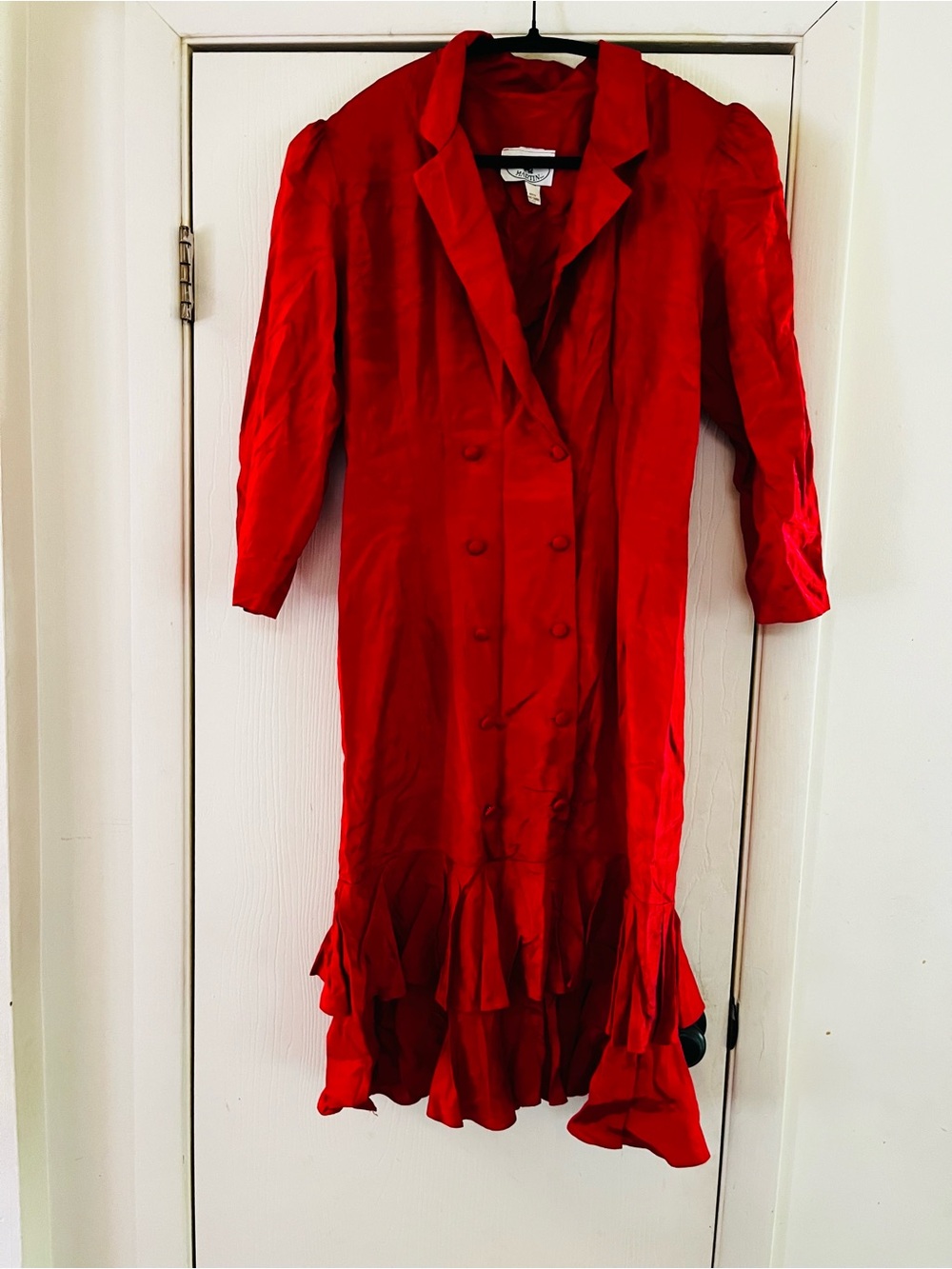 VTG Equestrian Old Money Taffeta Double Breasted 90s Art Gallery Midi Dress